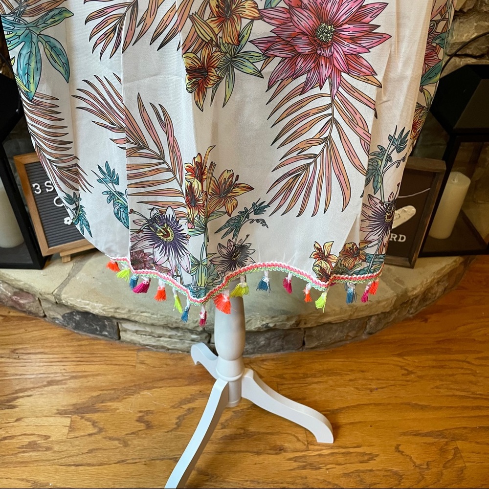 NWT Floral Print Boho Kimono with Tassels Size XL - Picture 9 of 11